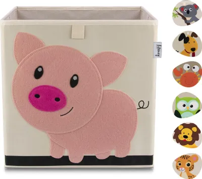 Produktbild von Lifeney Kinder Aufbewahrungsbox I praktische Aufbewahrungsbox für jedes Kinderzimmer I Kinder Spielkiste I Niedliche Spielzeugbox I Korb zur Aufbewahrung von Kinder Spielsachen (Schwein hell)