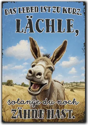 Produktbild von LANOLU Kühlschrankmagnete lustig- Lächle, so lange du Zähne hast Esel - lustige Magnete mit Sprüchen und witzigen Motiven 8x5,5cm
