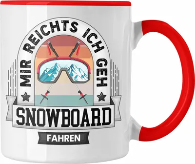 Produktbild von Trendation - Snowboard Tasse Geschenk Lustiger Spruch Mir Reichts Ich Geh Snowboarden Becher Geschenkidee (Rot)