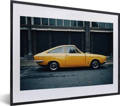 Produktbild von MuchoWow® MuchoWow® Gerahmtes Poster Autos - Oldtimer - Gelb 40x30 cm - Poster mit zchwarzem Bilderrahmen - Bilderrahmen - Poster im Rahmen