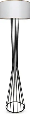Produktbild von Opviq, Moderne Stehlampe aus 100% Metall, Höhe 155 cm, E27 Fassung (max. 40 W), weißer Stoffschirm (21 x 38 cm) | Elegantes, industrielles Design für jeden Raum.