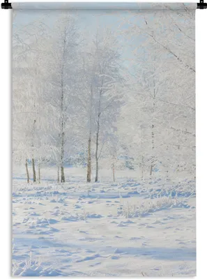 Produktbild von MuchoWow® Wandteppich Wandbehang Schnee - Bäume - Winter 90x135 cm Tapisserie Dekoration Wandtuch - Baumwolle - Wandskulptur