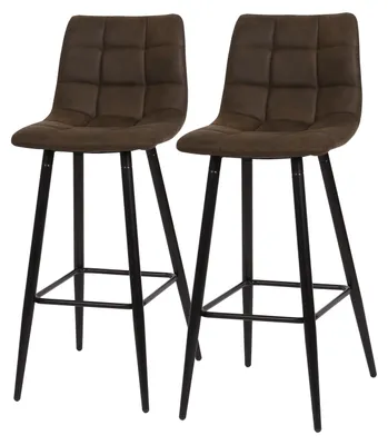Produktbild von home24 Barstuhl - 2er-Set - Microfaser / Stahl - Schwarz