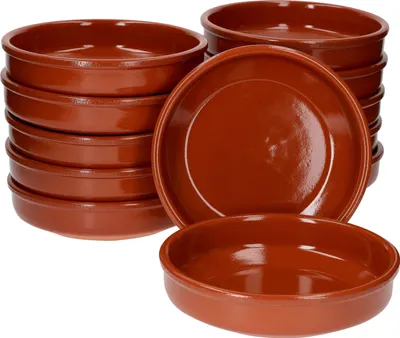 Produktbild von 12er Set Tonschale Bruno Cazuela L Ø 20 cm glasierte Schalen Mediterran Tonware Antik