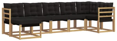 Produktbild von vidaXL Outdoor-Sofagarnitur mit Kissen 7 pcs Weiß und Schwarz