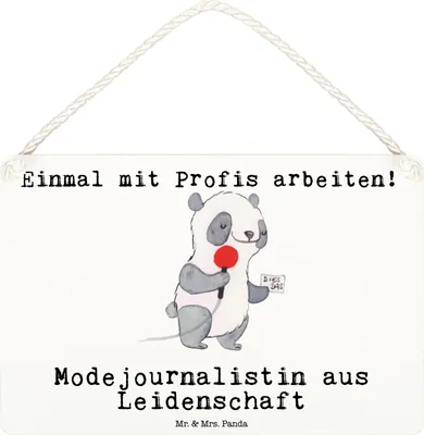 Produktbild von Mr. & Mrs. Panda Schild Modejournalistin Leidenschaft DIN A6 - Weiß - Geschenk, Holzschild, Türschild, kleine aufmerksamkeit, Ausbildung, Spruch, Redakteurin, Studium