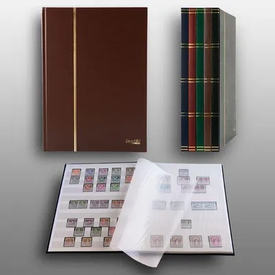 Produktbild von Prophila Collection 16 weiße Seiten A4 Briefmarken-Einsteckbuch braun