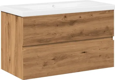 Produktbild von vidaXL Waschbeckenunterschrank mit Einbaubecken Artisan-Eiche