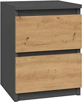 Produktbild von CDF Nachttisch M2 Malwa, Nachtschrank | Farbe: Anthrazit - Eiche Artisan | Ideal für Schlafzimmer, Kinderzimmer, Teenager | Einfache Montage