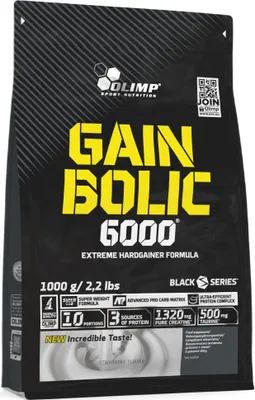 Obrázok produktu pre Olimp Nutrition Gain Bolic 6000, Prášok, kazeínový proteín, vaječný proteín, pšeničný proteín – izolant, Vanilka, L-alanín, L-arginín, L-kyselina asparagová, L-cysteín, L-kyselina glutamová, L-histidín,..., 80% carbohydrate-mix (maltodextrins, dextrose), 15,5% protein-mix (whey protein concentrate (from..., Take 1-2 portions daily-between meals and/ or approx. 1 hour before and/ or after training. Add 1...