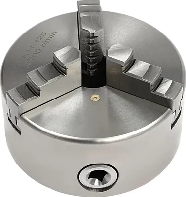 Obrázok produktu pre Sústružní skľučovadlá 125 mm – 3-čelusťové samocentrovacie skľučovadlá pre CNC sústruhy/frézy – upínací rozsah 2,5–125 mm – vrátane kľúča a čelustí – strieborné