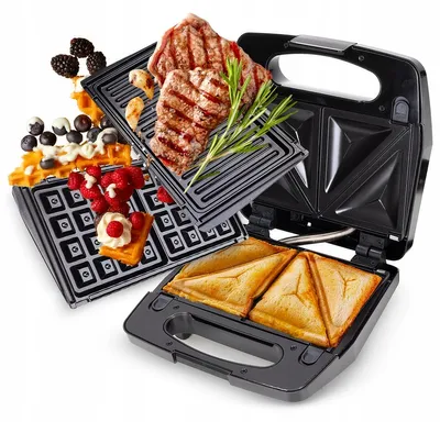 Produktbild von 3-in-1-Toaster 800W Ideal für Sandwiches, Grill und Waffeleisen, Nonstick