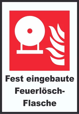 Produktbild von Fest eingebaute Feuerlösch-Flasche Schild A4 Rückseite selbstklebend