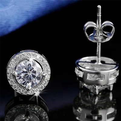 Produktbild von Frauen Runde glänzende Ohrstecker Kubikzircon Hochzeit Mode Ohrringe Schmuck