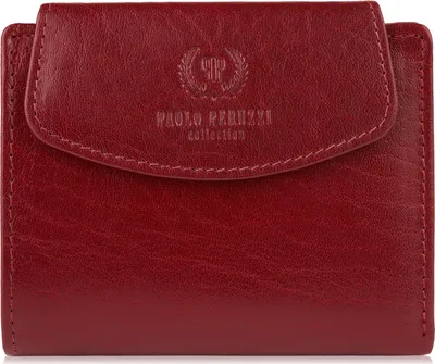 Obrázek produktu pro Paolo Peruzzi Damen Echtleder Geldbörse Portemonnaie Portmonee Brieftasche RFID Rot