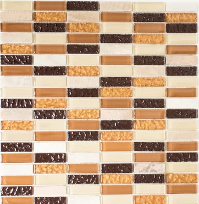 Produktbild von Mosaikfliese Transluzent beige braun Stäbchen Glasmosaik Crystal Stein beige braun MOS87-1206