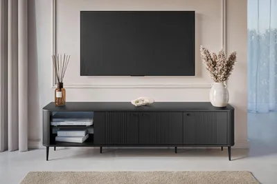 Zdjęcie produktu dla Szafka RTV Vesper 3D 187 cm - czarny / czarne nogi