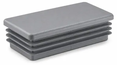 Produktbild von LogistSystem Lamellenstopfen 20x60 mm für Rechteckrohre | Rohrstopfen Grau aus PE Kunststoff | Wandstärke 1,0–3,0 mm | UV-beständig & Wetterfest | Endkappen für Stahl- & Alurohr | 1 Stück