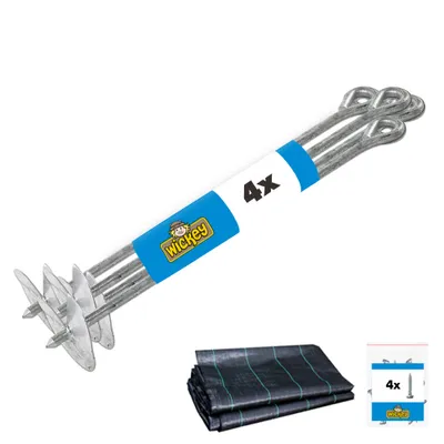 Produktbild von WICKEY Bodenanker Erdanker -Set Wickey QuickLock 4. Stk & Unkrautvlies 250 x 250 cm
