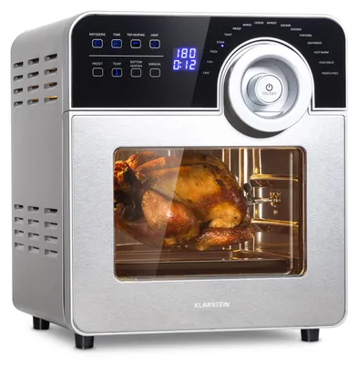 Obrázok produktu pre Klarstein AeroVital Cube Chef teplovzdušná fritéza - 1700 W teplovzdušná fritéza, fritéza s dotykovým displejom, 16 programov, 50 - 220 °C, 14 l, cca 10 h časová predvoľba, ušľachtilá oceľ, strieborná