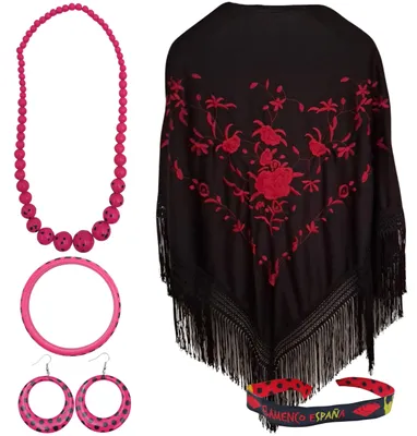 Image de Solidchoice - Écharpe avec broderie florale et accessoires