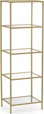 Obrázok produktu pre Polička oceľ sklo zlaté Glamour 125x30x40 cm Dekorácie