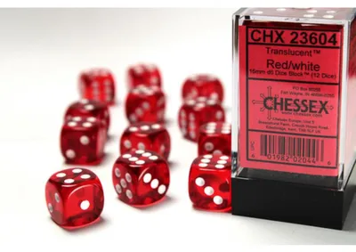 Produktbild von Chessex 23604, Würfelsatz, Rot, Weiß, Unisex, Deutschland, 16 mm, 16 mm