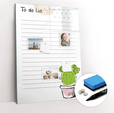 Produktbild von Magnetpinnwand Memoboard - Zubehörsatz - Schwarzer Marker + Schwamm + Magnete - 70 x 100 cm - Aufgabenliste