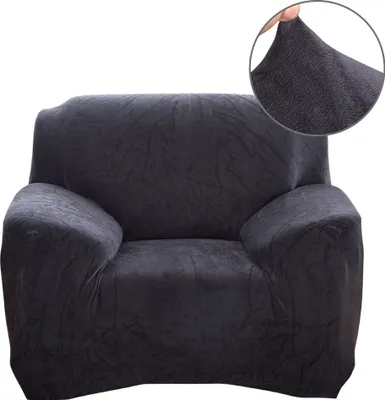 Obrázek produktu pro Elastický kryt pohovky Pohovka kryty tlusté sametové pohovky Pohovka kryt Plyšová pohovka Slipcovers Nábytek Protector (šedá, 1 sedadlo (90-140 cm))
