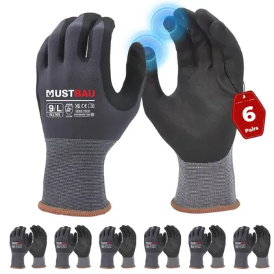 Obrázok produktu pre Pracovné rukavice, nitril, veľkosť L, 6 párov, sivá, pre záhradníctvo