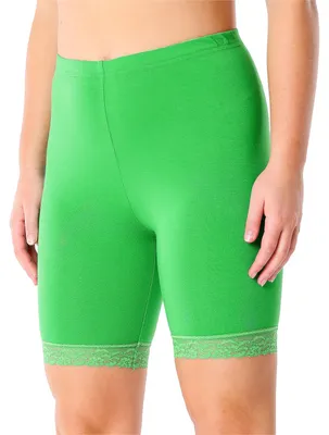 Image de Leggings courts pour femme Merry Style avec dentelle, pantalon de loisirs taille haute, pantalon de cycliste en viscose MS10-431 (vert, S)