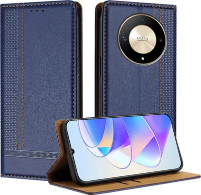 Produktbild von Handyhülle für Honor X9b/Magic6 Lite Leder Flip Klappbare Schutzhülle mit Standfunktion Blau