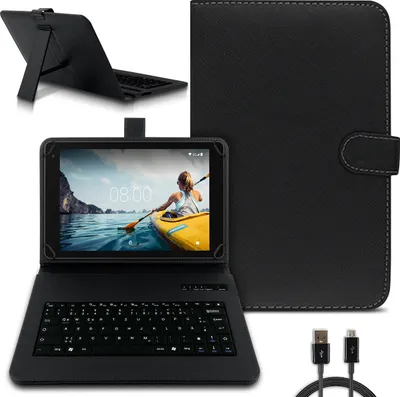 Produktbild von Tastatur Tasche für Medion Lifetab P10752 Bluetooth Hülle Keyboard Cover QWERTZFarben:Schwarz