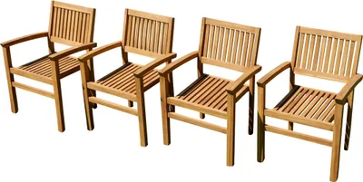 Produktbild von AS-S 4Stk ECHT TEAK Design Gartensessel MIAMI Gartenstuhl Sessel Holzsessel Gartenmöbel Stapelstuhl Stapelsessel Teakholz sehr robust stapelbar
