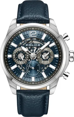 Produktbild von POLICE Herrenuhr Quarzuhr silber / blau onesize Herren 44 PEWJF0004302