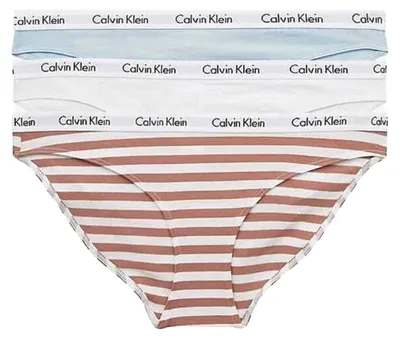 Produktbild von Calvin Klein - Slips für Damen (3er-Pack) NA749 (S) (Hellblau/Weiß/Braun)