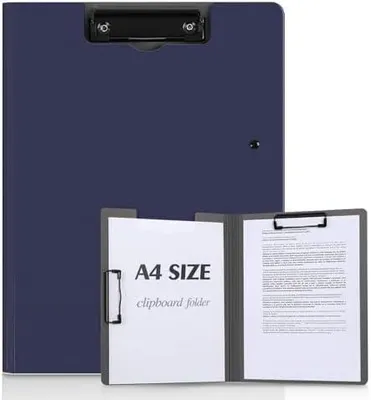 Produktbild von Klemmbrett a4,Stabiles Klemmbrettmappe zum Aufklappen mit Doppelclip Schreibbrett Wasserdicht, für Büro/Schule/zu Hause,blau