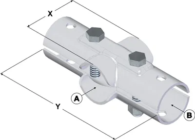 Produktbild von Doppel-T-Schelle / Kreuzschelle, geteilt, A 2" (60,3 mm) x B 1 1/4" (42,4 mm)