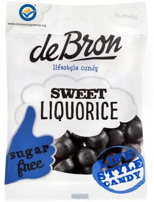 Productafbeelding van De Bron Zoete dropbolletjes/sweet liquorice suikervrij (100 gr)