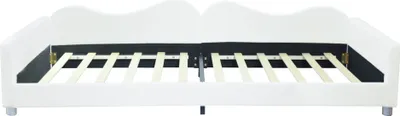 Produktbild von Flieks Kinderbett Schlafsofa 90x200cm Polsterbett, Tagesbett Jugendbett mit Lattenrost, Einzelbett Sofabett Gästebett Daybed, Samt, Weiß