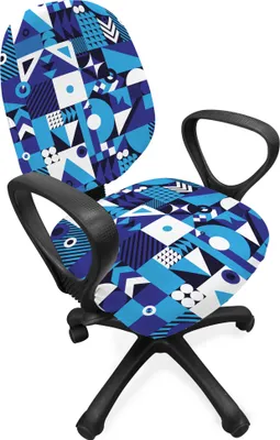 Produktbild von ABAKUHAUS Navy blau Bürostuhl Schonbezug, Contemporary Abstract, dekorative Schutzhülle aus Stretchgewebe, Violet Blassblau Weiß