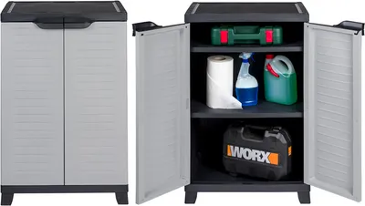 Produktbild von Kreher 2 x Kunststoffschrank 'ELITE' mit zwei Einlegeböden in Schwarz/Grau