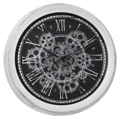 Runde Acryl-Wanduhr, schwarz/weiß, 36x7 cm