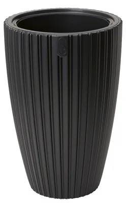 Produktbild von Mika Slim 30 cm runder Blumentopf mit Einsatz | Tiefschwarz