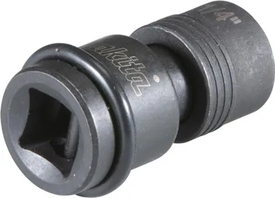 A close-up studio shot of a black metal bit adapter.