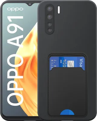 Immagine prodotto di Adatto per Oppo A91 / Reno 3 4G Custodia del telefono con TPU Card Holder - Flessibile Back Cover Case Silicone TPU con Cardslot - Nero - Smartphonica