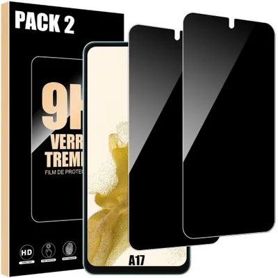 Image de 2 Verres Trempés Anti-Espion pour Samsung Galaxy A17, Protection d'écran Antichoc Anti-Rayures