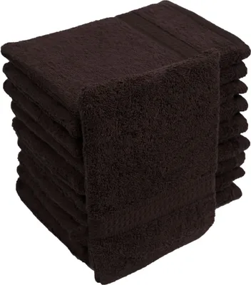 Produktbild von Waschhandschuhe Waschlappen 10er Set Braun 100 % Baumwolle Frottee 500g/m² 16x21