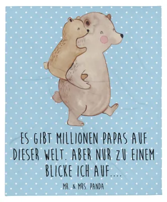 Produktbild von Mr. & Mrs. Panda Decke Papa Bär - Blau Pastell - Geschenk, Sofadecke, Bettüberwurf, Kuscheldecke, Bettdecke, Muttertag, Vatertag, Geburtstag, Tagesdecke