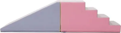 Image de Cubes en bois IGLU XL toboggan briques souples géantes pour stimuler la motricité des enfants pastel clair